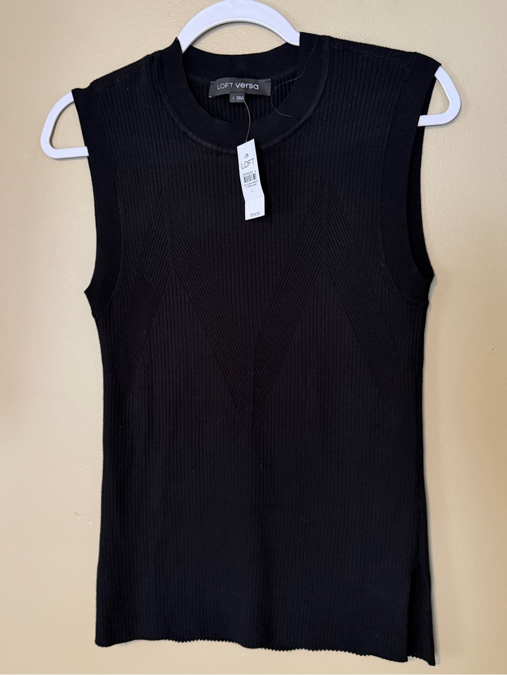 LOFT Versa Black Ribbed Sleeveless Shell Top NEW - Picture 2 of 7